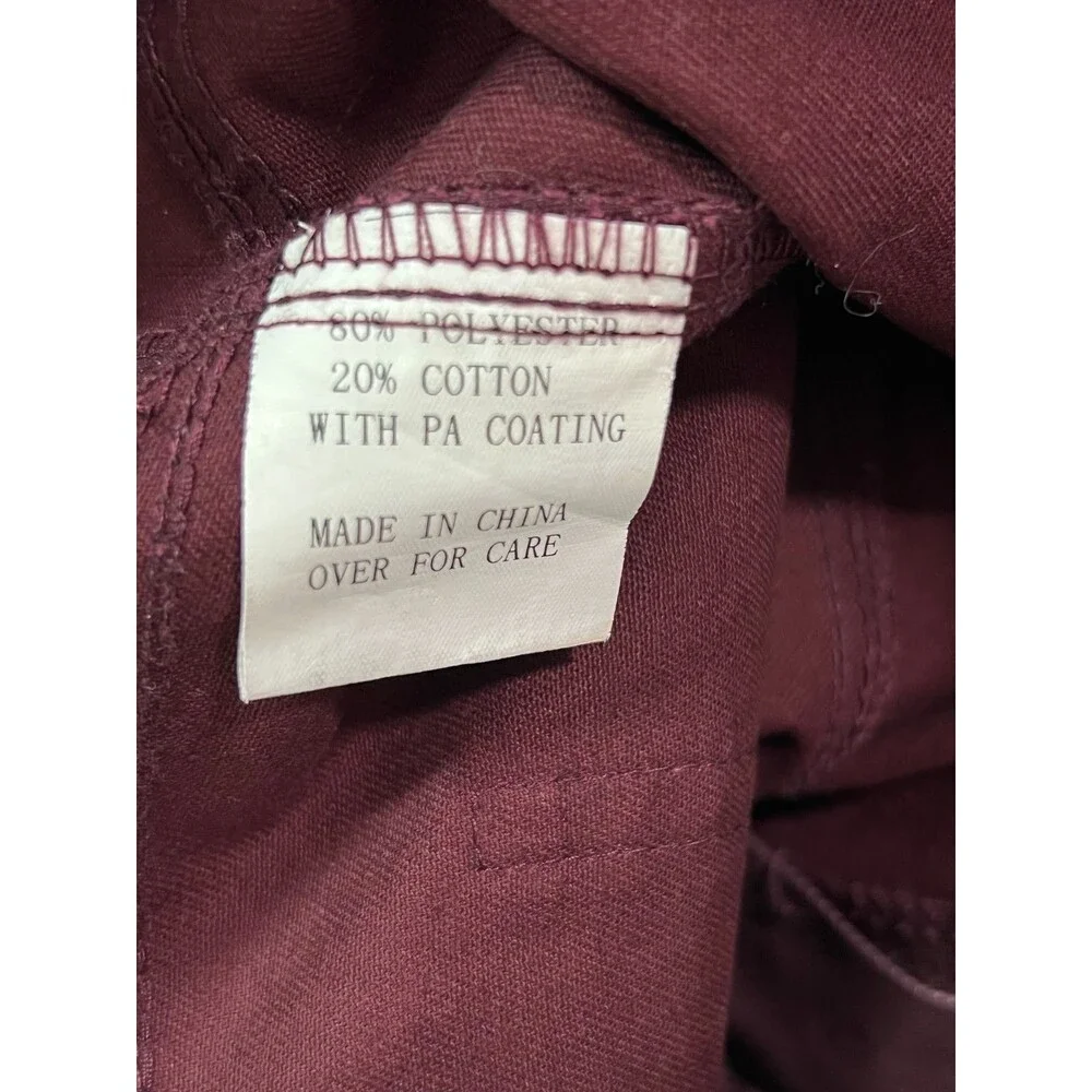 DNM Collection Men’s Biker Pants Burgundy Coated Slim Fit Size 36 Moto Style